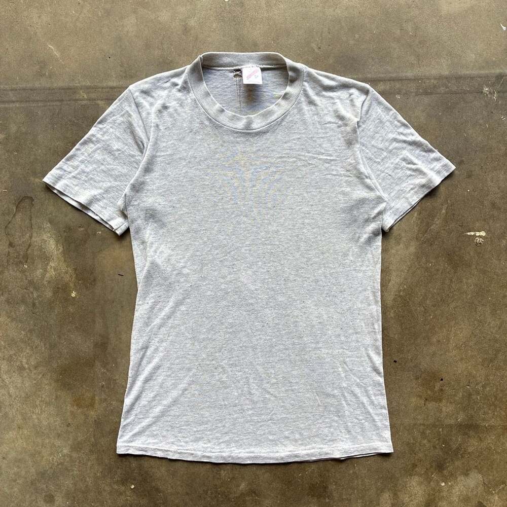 1980’s Jerzees Vintage Tee Size M Heather Gray Made In USA Single Stitch